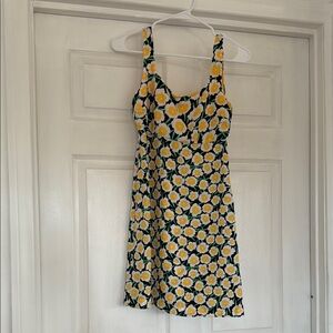 Poppy Flower Sundress with Yellow and Green Pattern